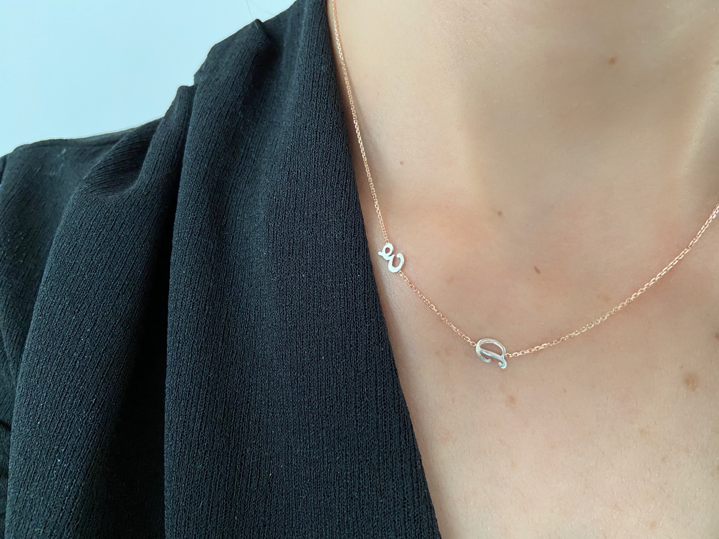 14K Gold Script Initial Necklace