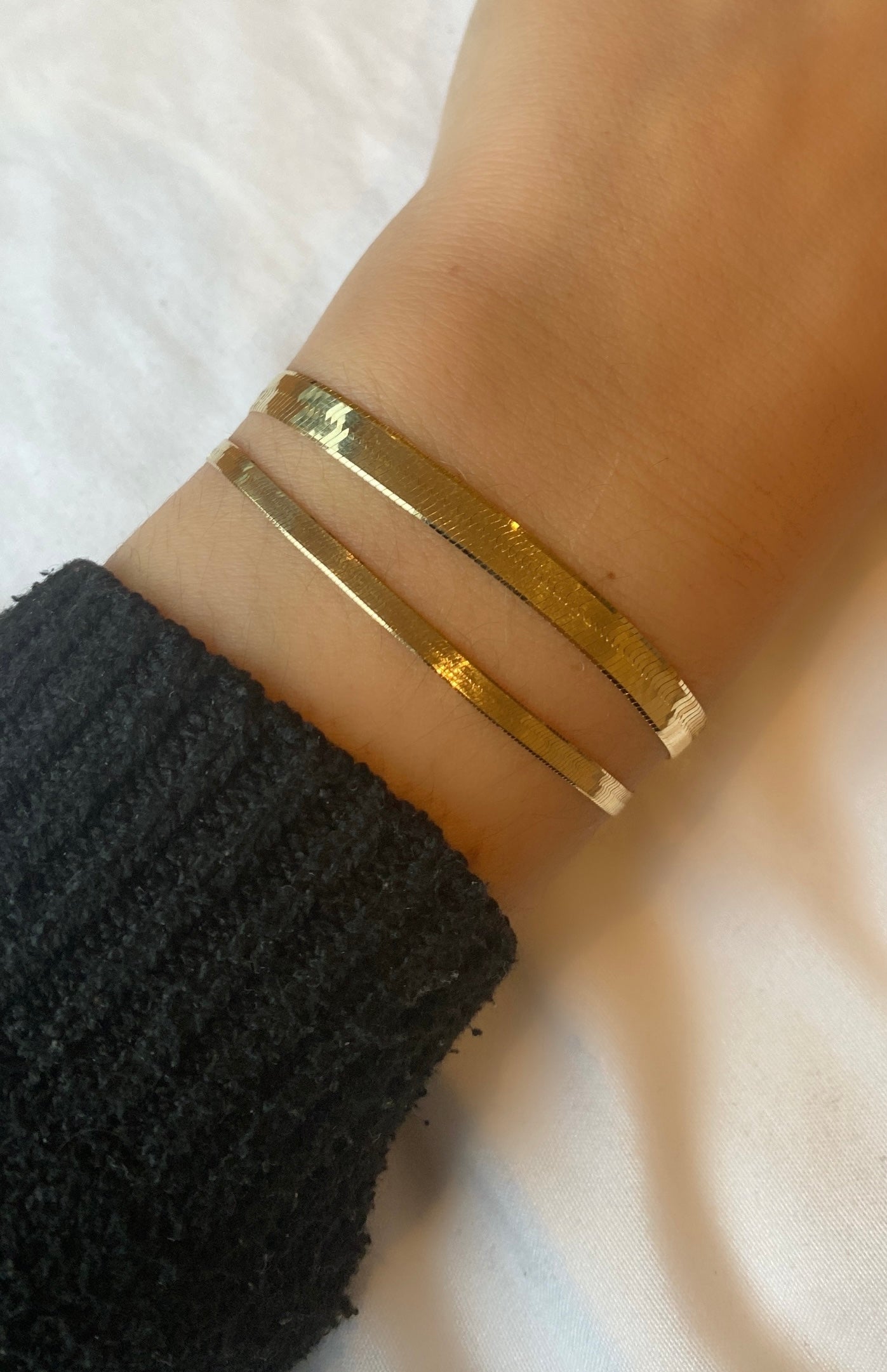 10K Gold Large Herringbone Bracelet