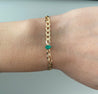 Medium Curb Bracelet with Emerald Teardrop