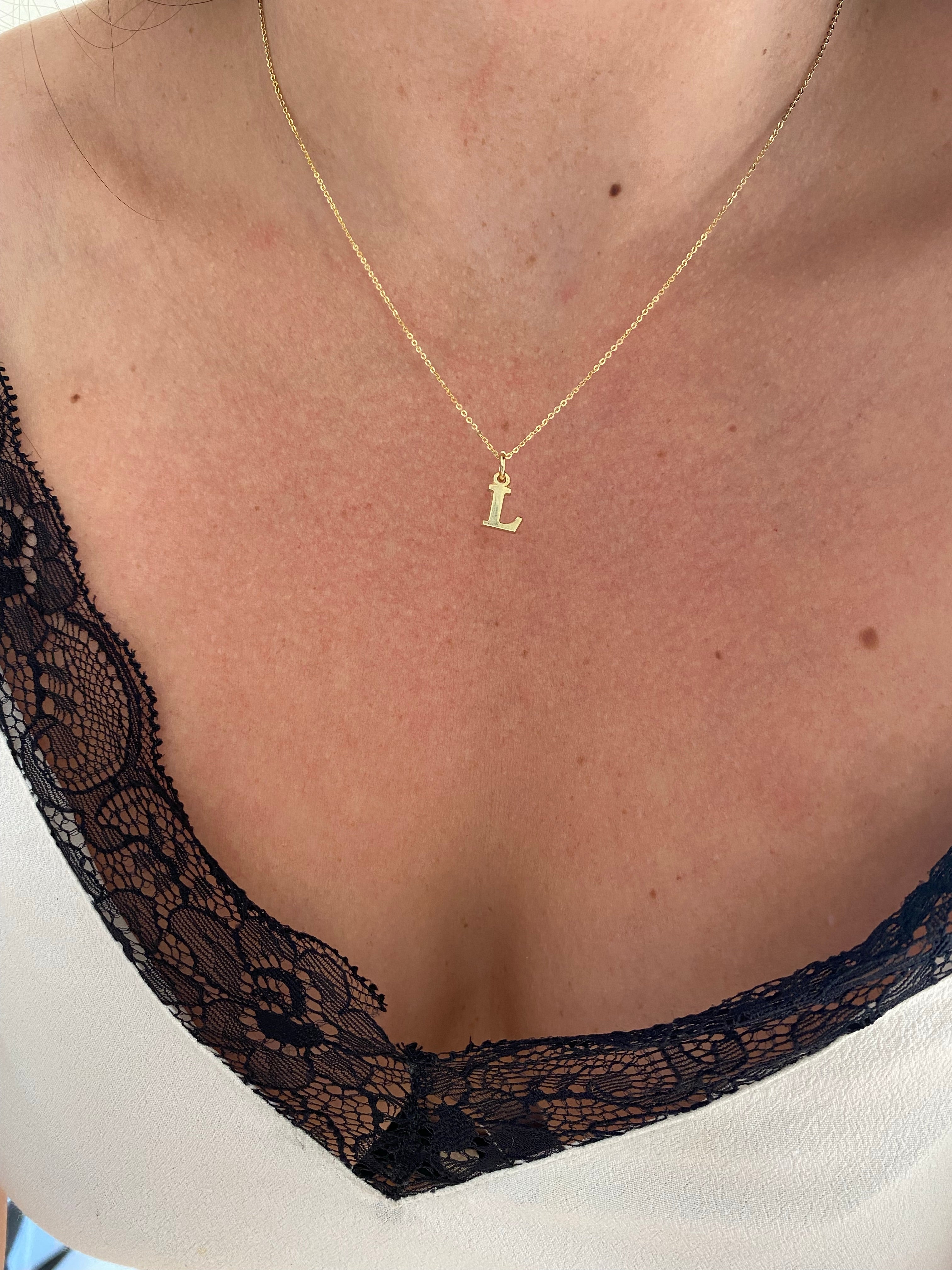 10K Gold Large Initial Pendant Charm