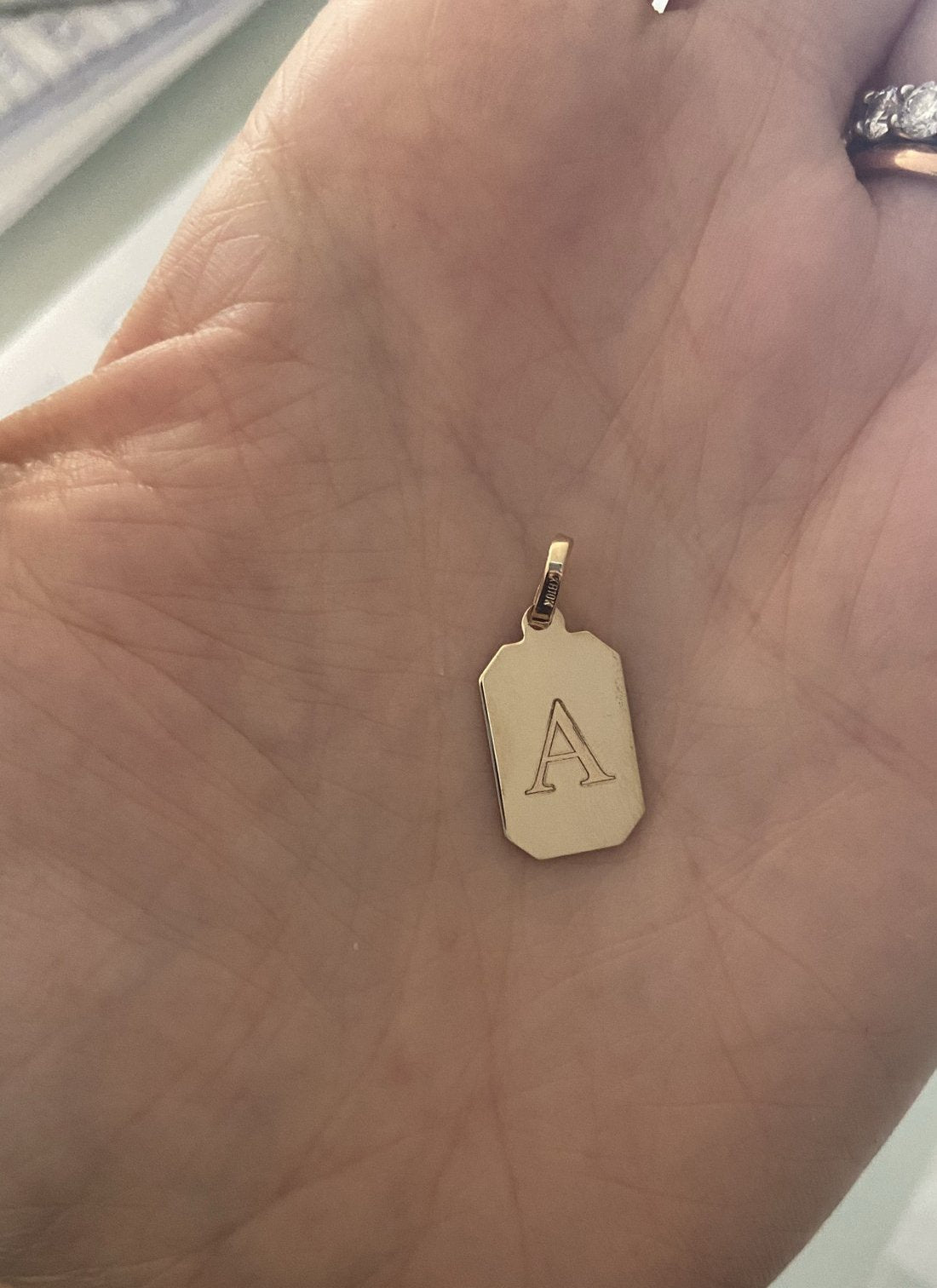 10K Gold Rectangular Dog Tag Charm
