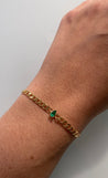 Medium Curb Bracelet with Emerald Teardrop