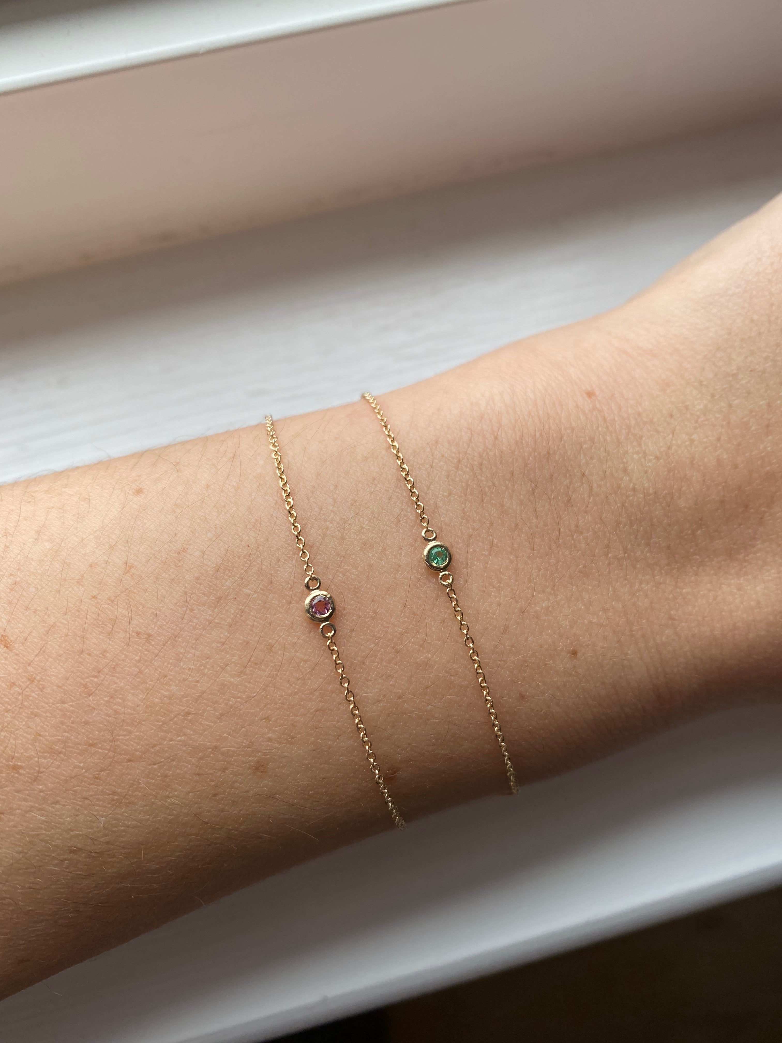 14K Gold Birthstone Bezel Bracelet