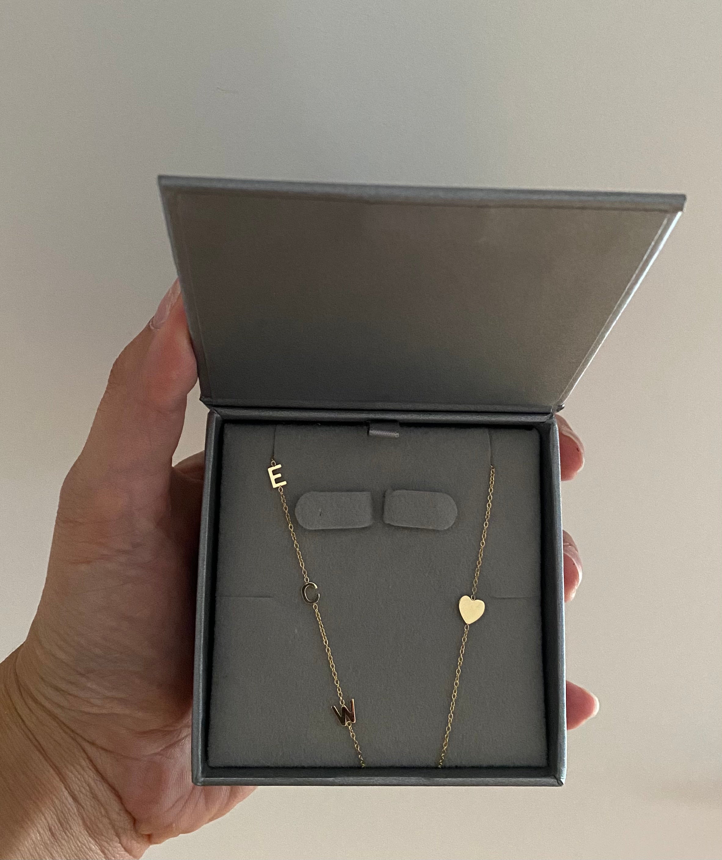 14K Gold Initial and Heart Necklace