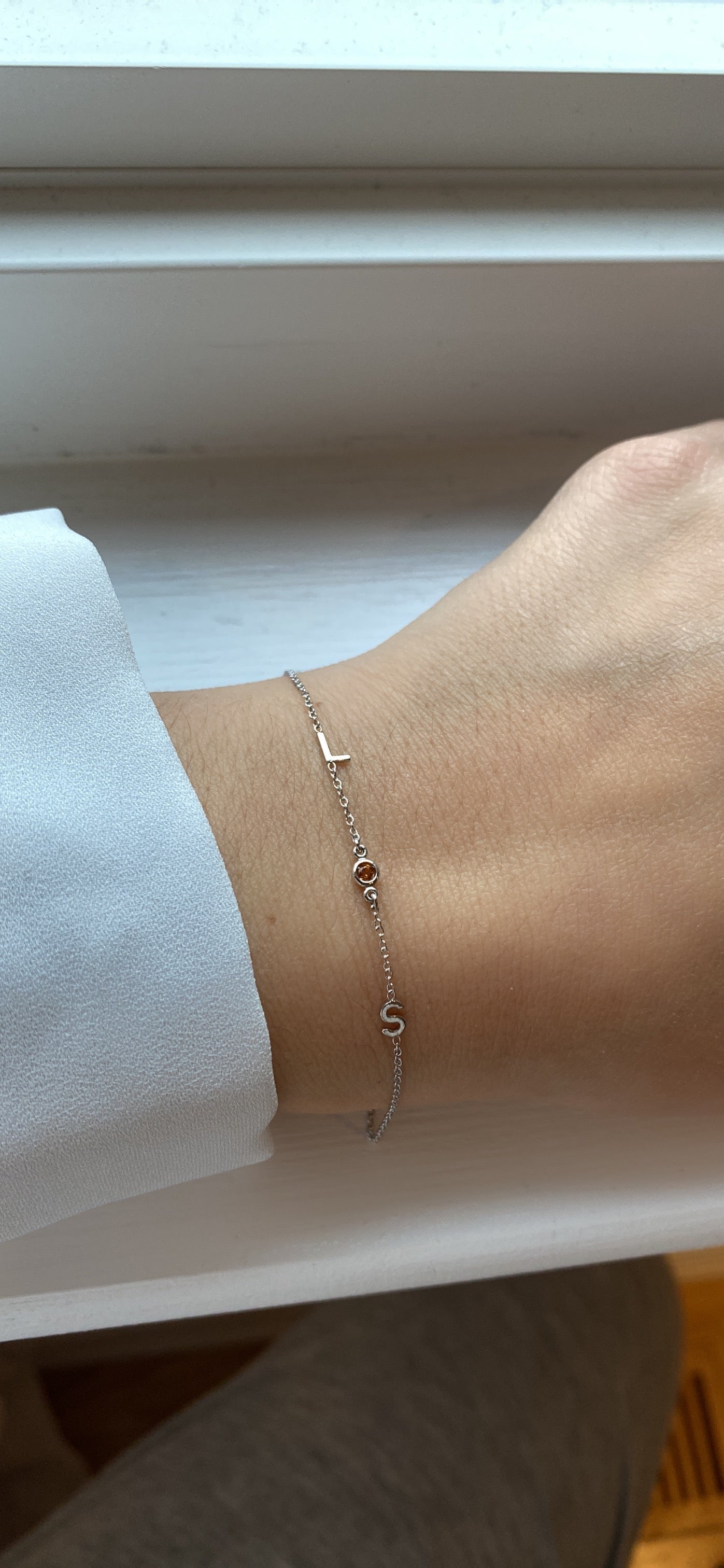 14K Gold Initial and Birthstone Bracelet