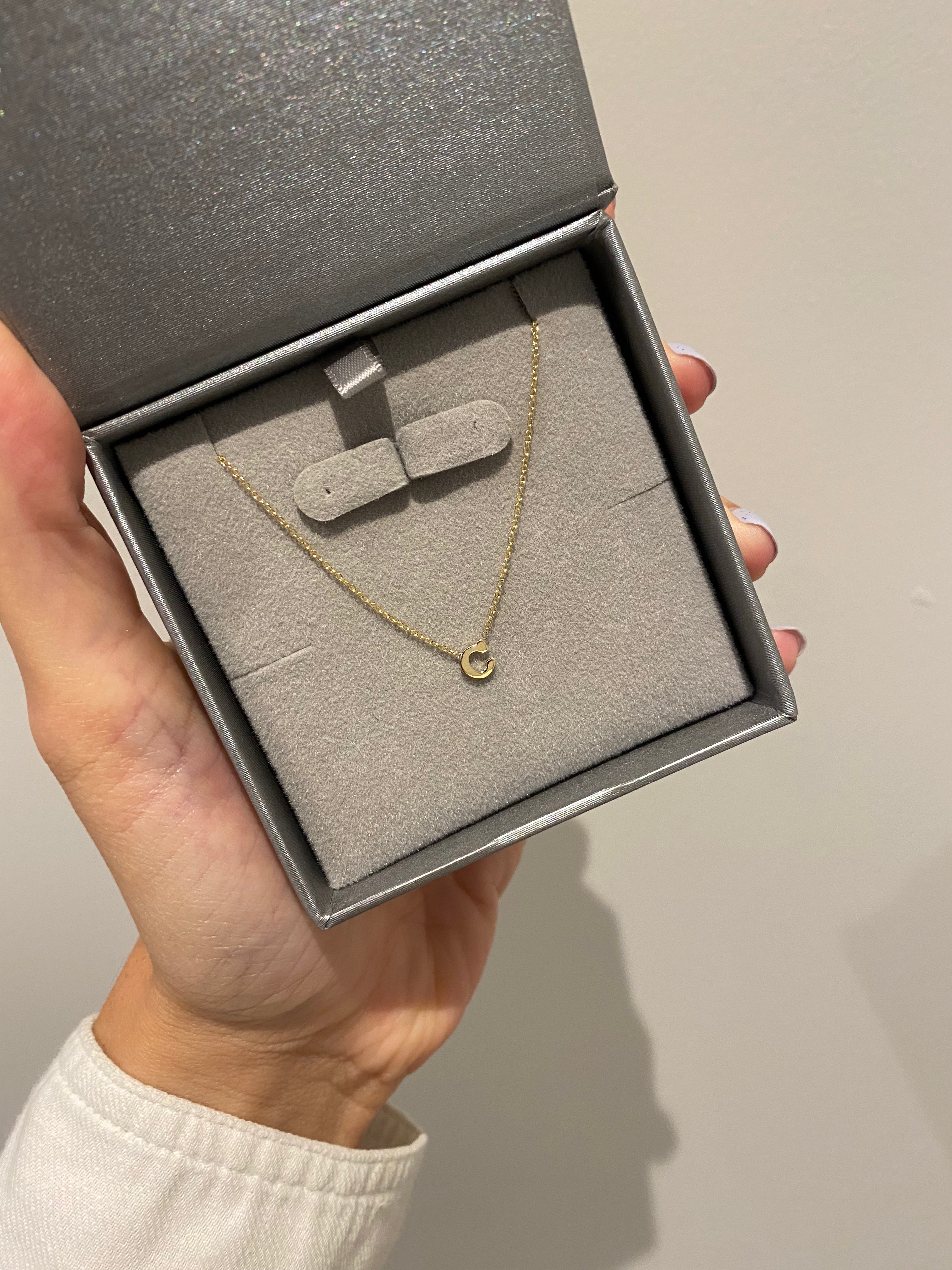 14K Gold Bold Initial Necklace