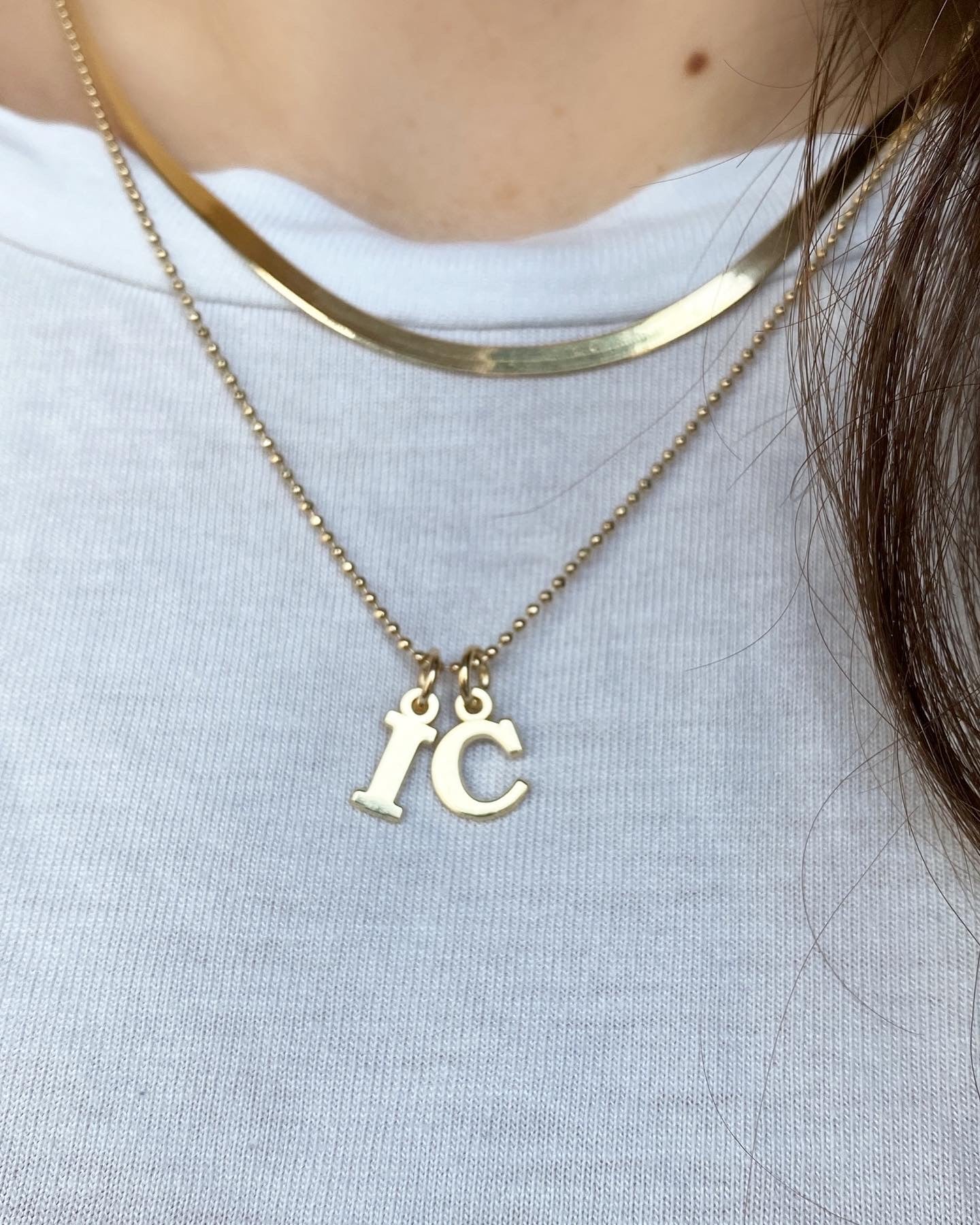 10K Gold Large Initial Pendant Charm