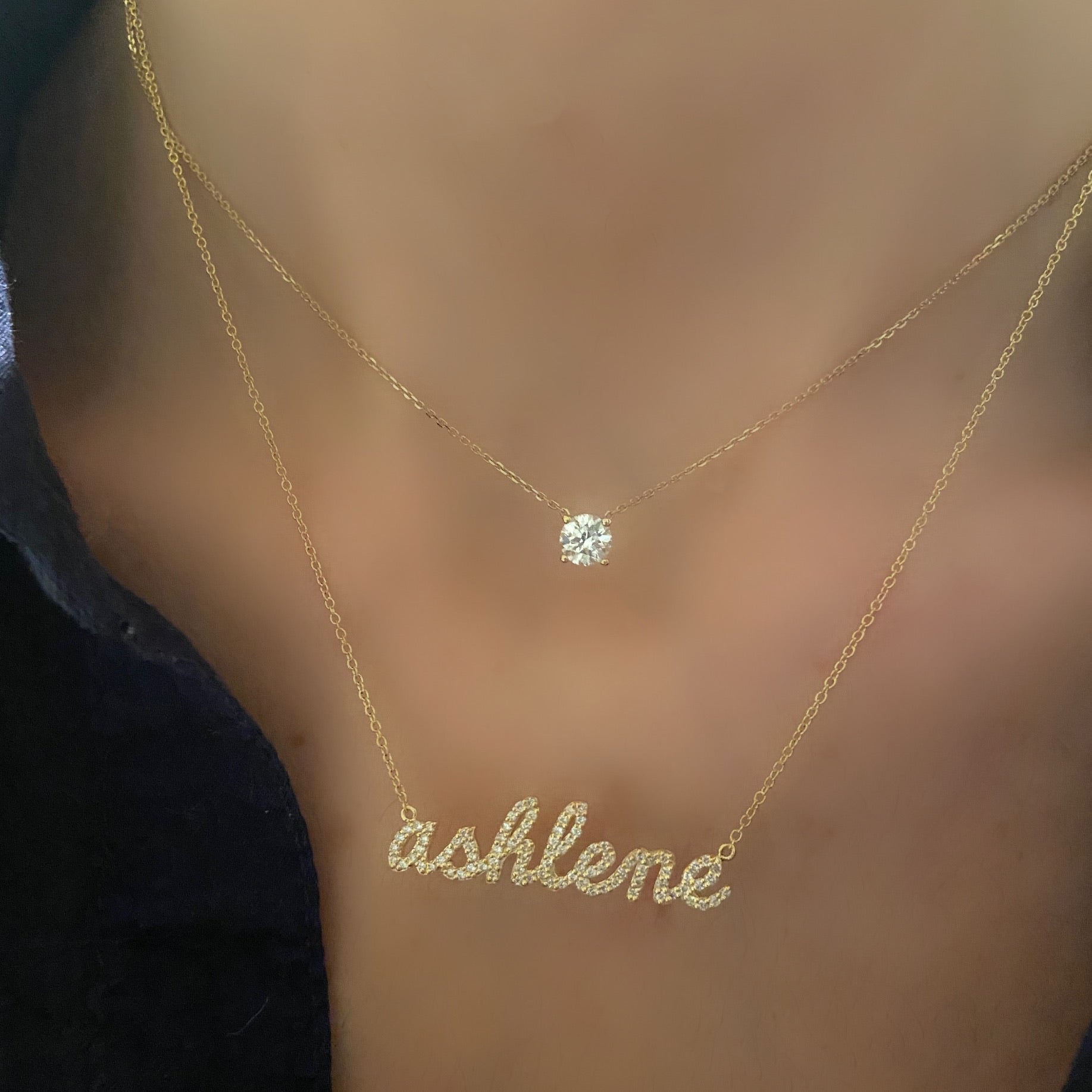 14K Gold Diamond Name Necklace