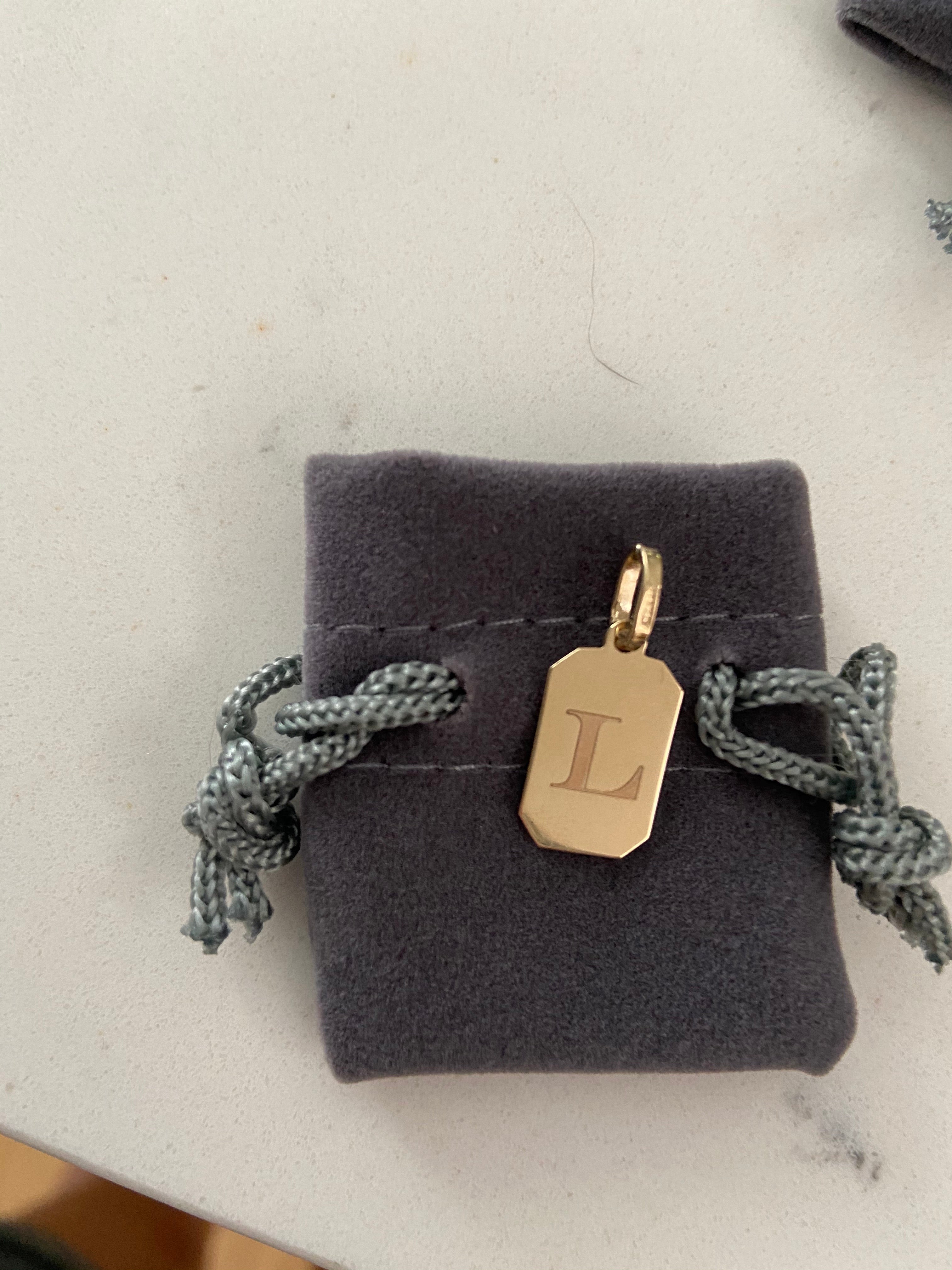 10K Gold Rectangular Dog Tag Charm