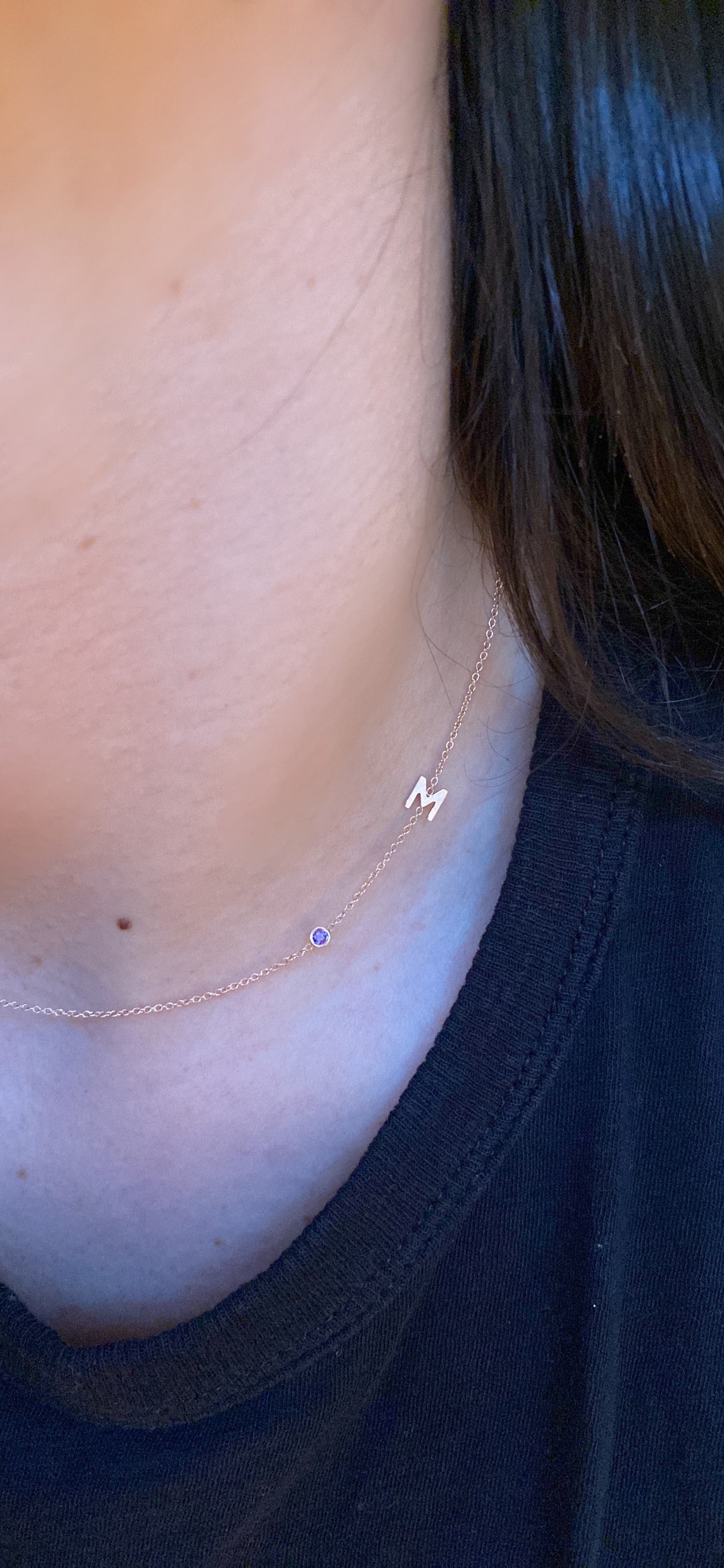 14K Initial and Birthstone Necklace