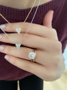 Elegant model wearing Jessica Jewellery's pointy diamond heart necklace.