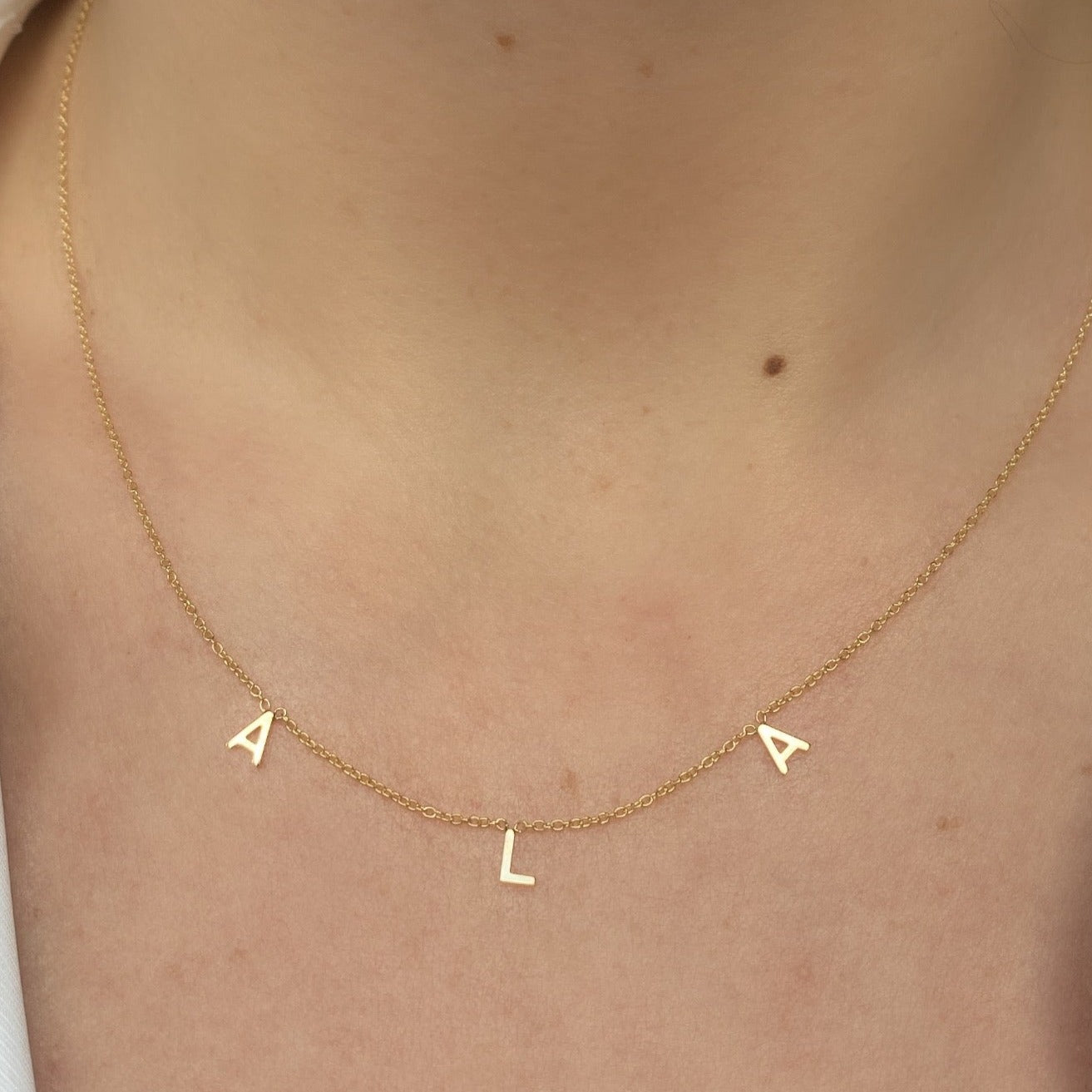 14K Gold Centered Initial Necklace