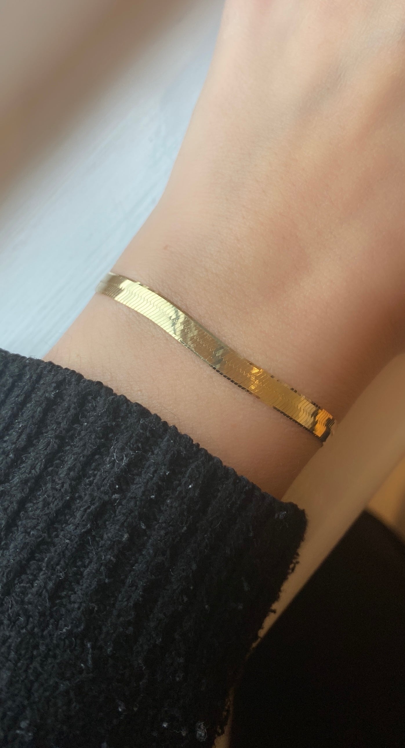 10K Gold Large Herringbone Bracelet