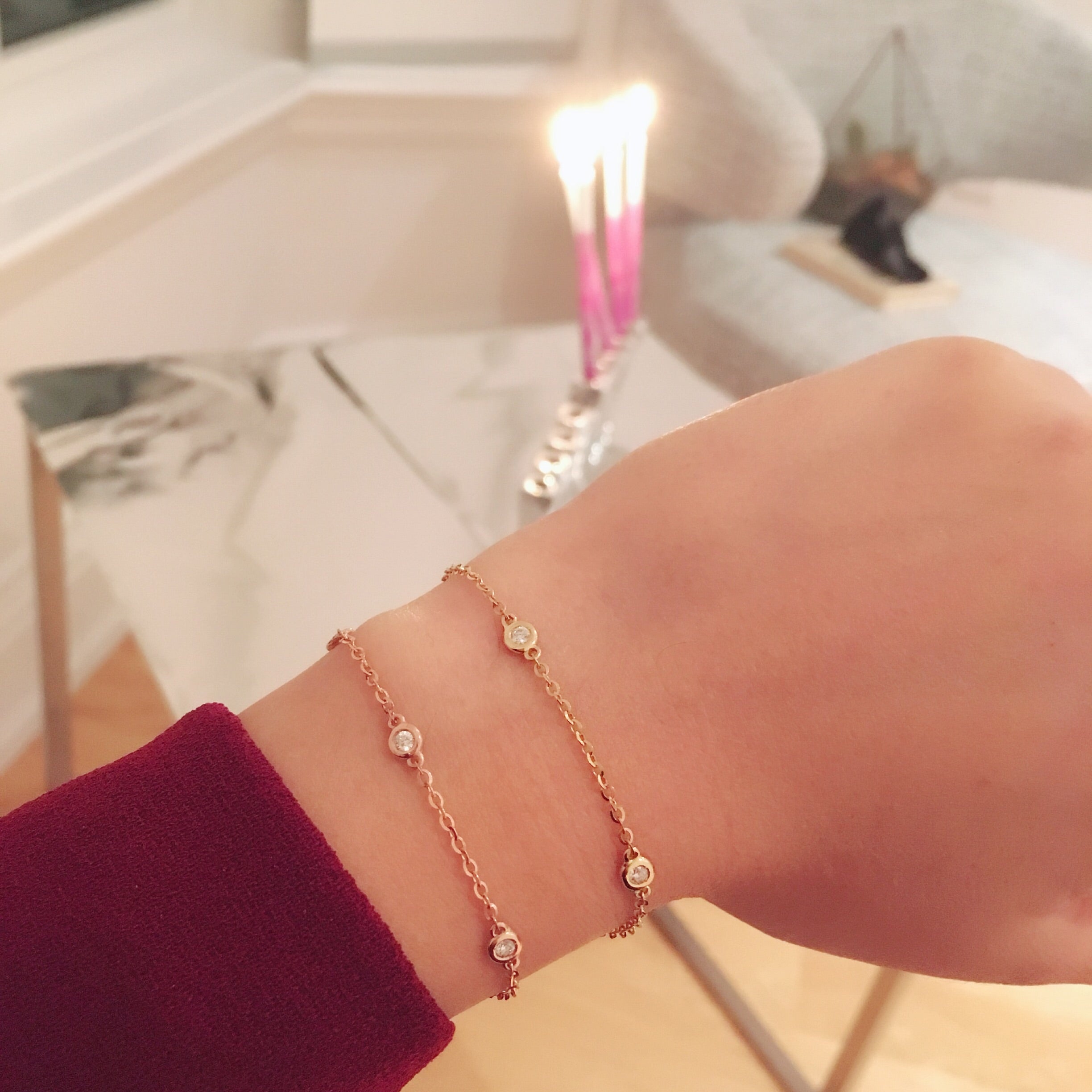 Rose Gold Diamond Bezel Bracelet