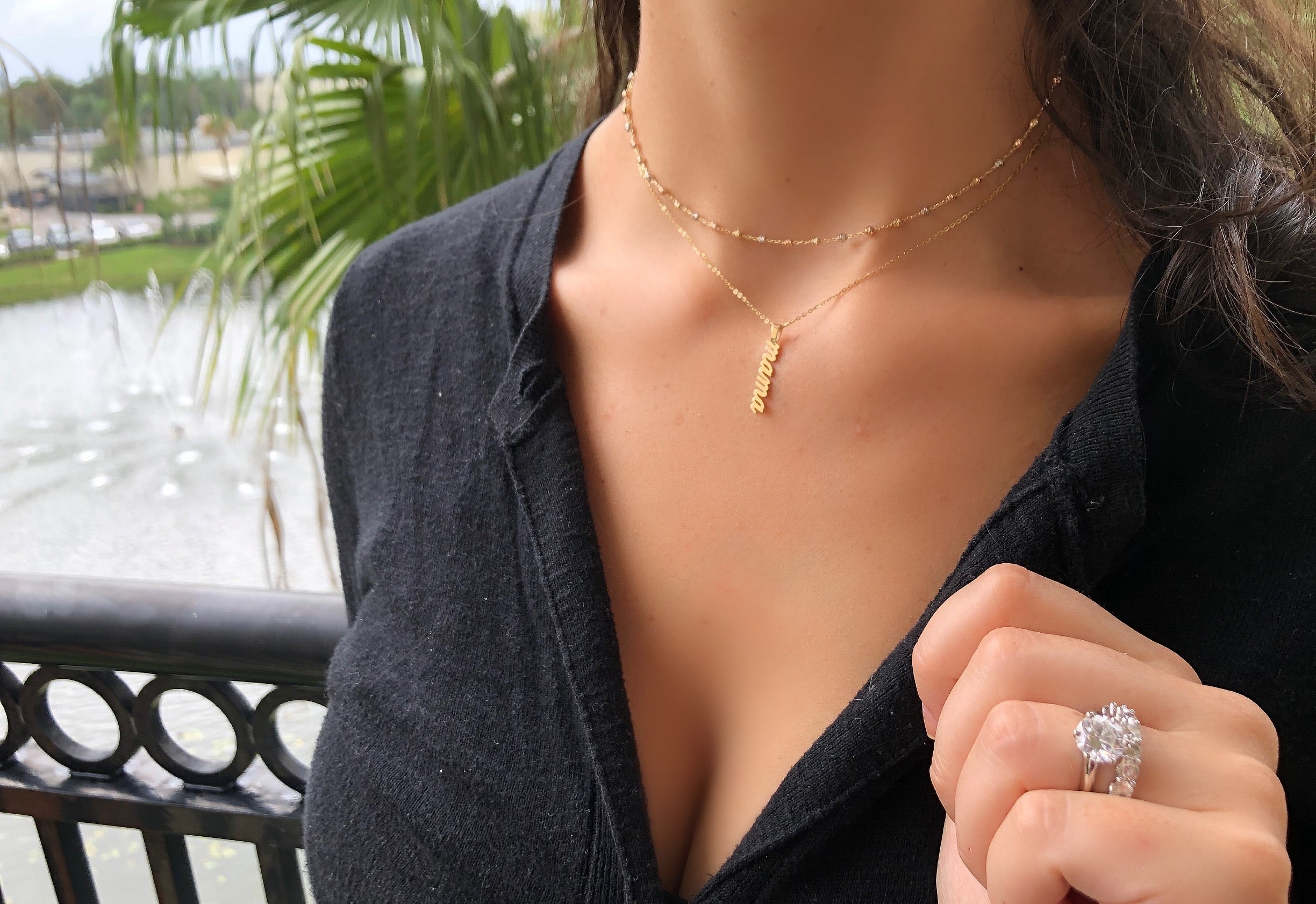 14K White Gold Cursive Mama Charm