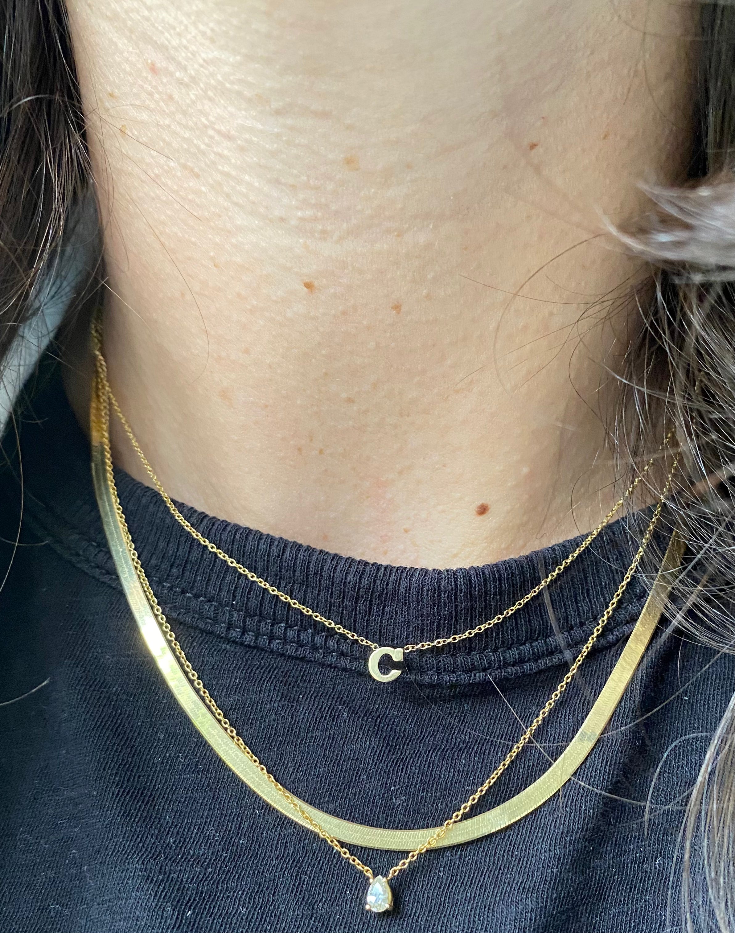 14K Gold Bold Initial Necklace