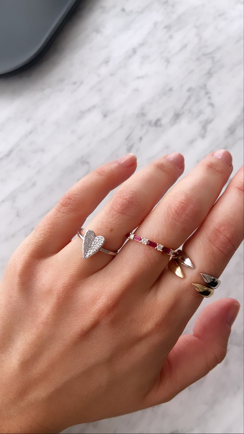 Elongated Diamond Heart Ring