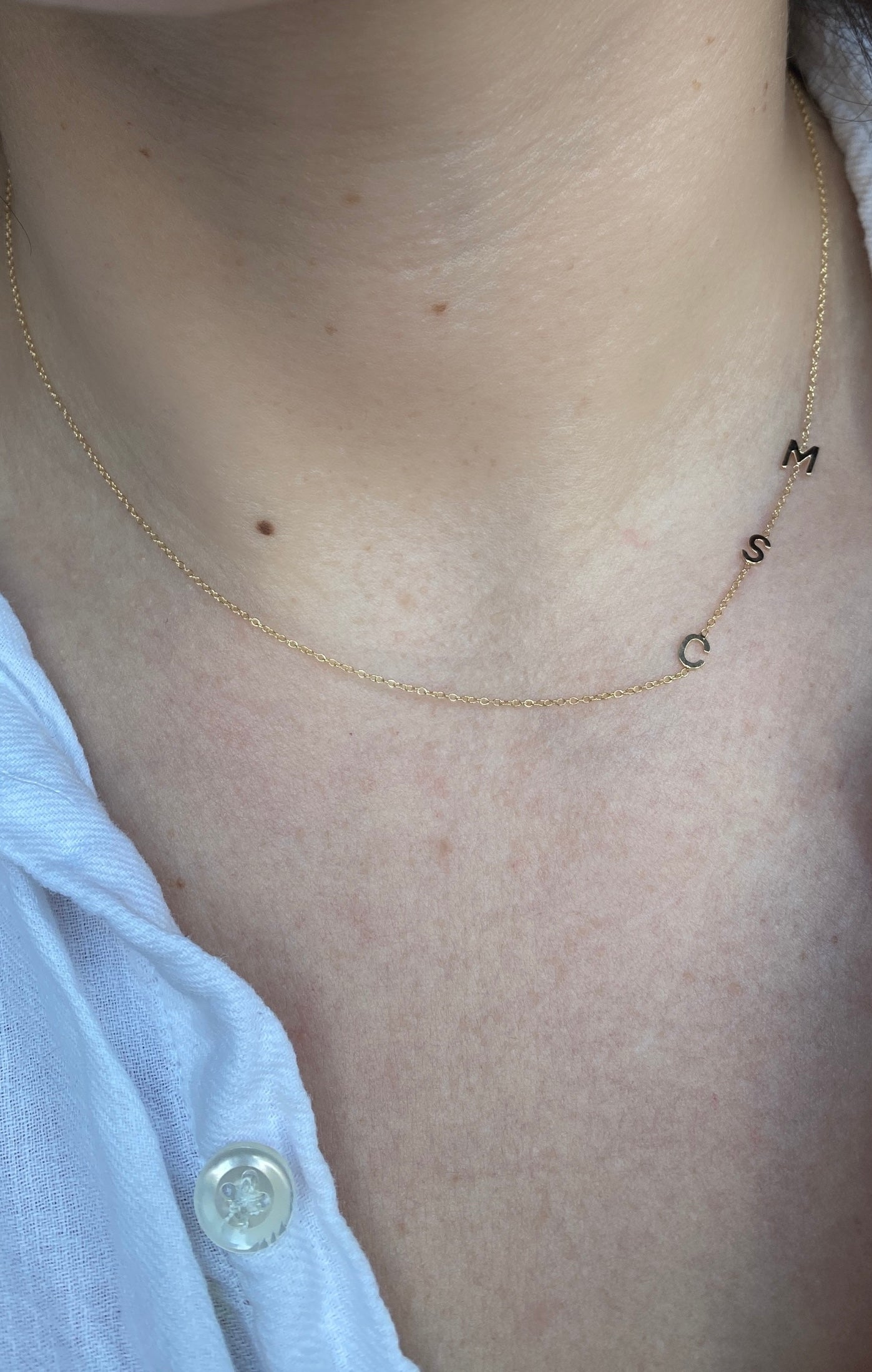 14K Gold Asymmetrical Initial Necklace