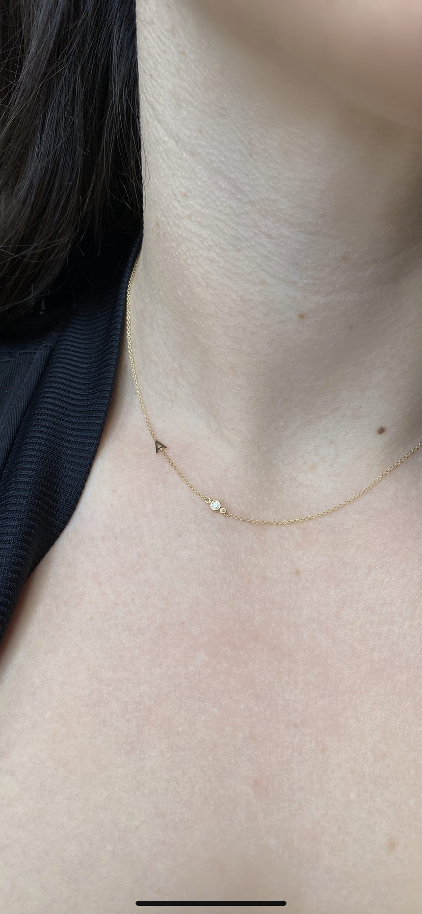 14K Gold Initial and Diamond Necklace