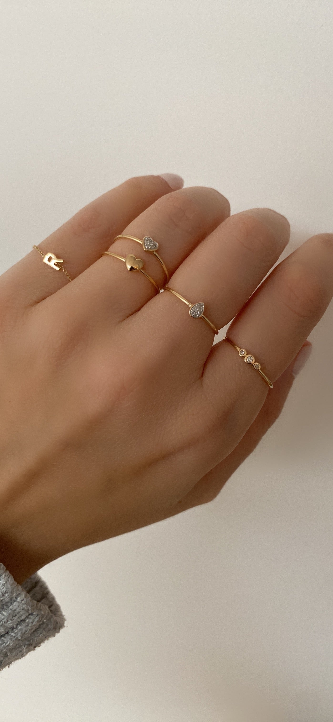 Three Diamond Bezel Ring