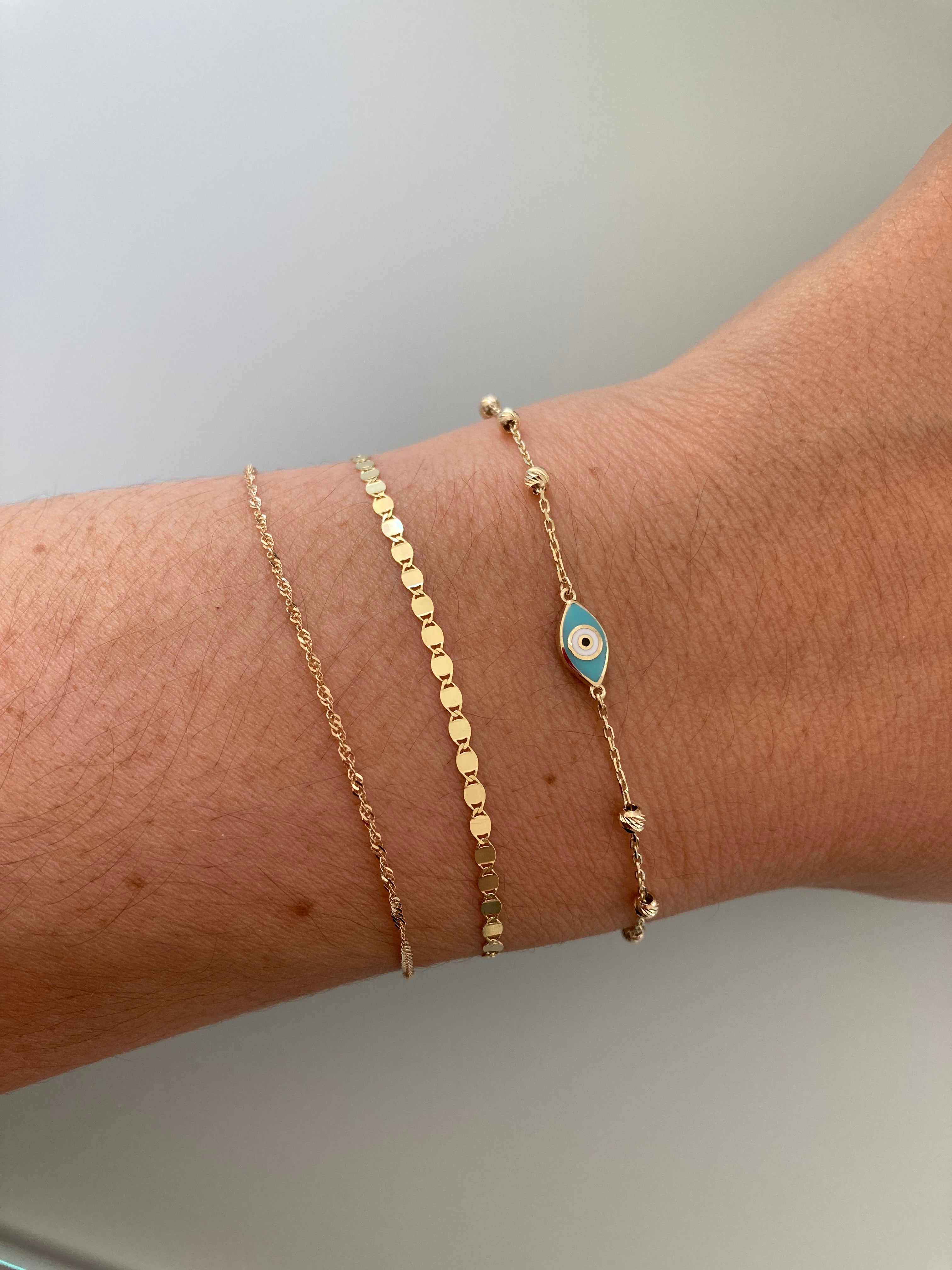 10K Gold Turquoise Evil Eye Beaded Bracelet