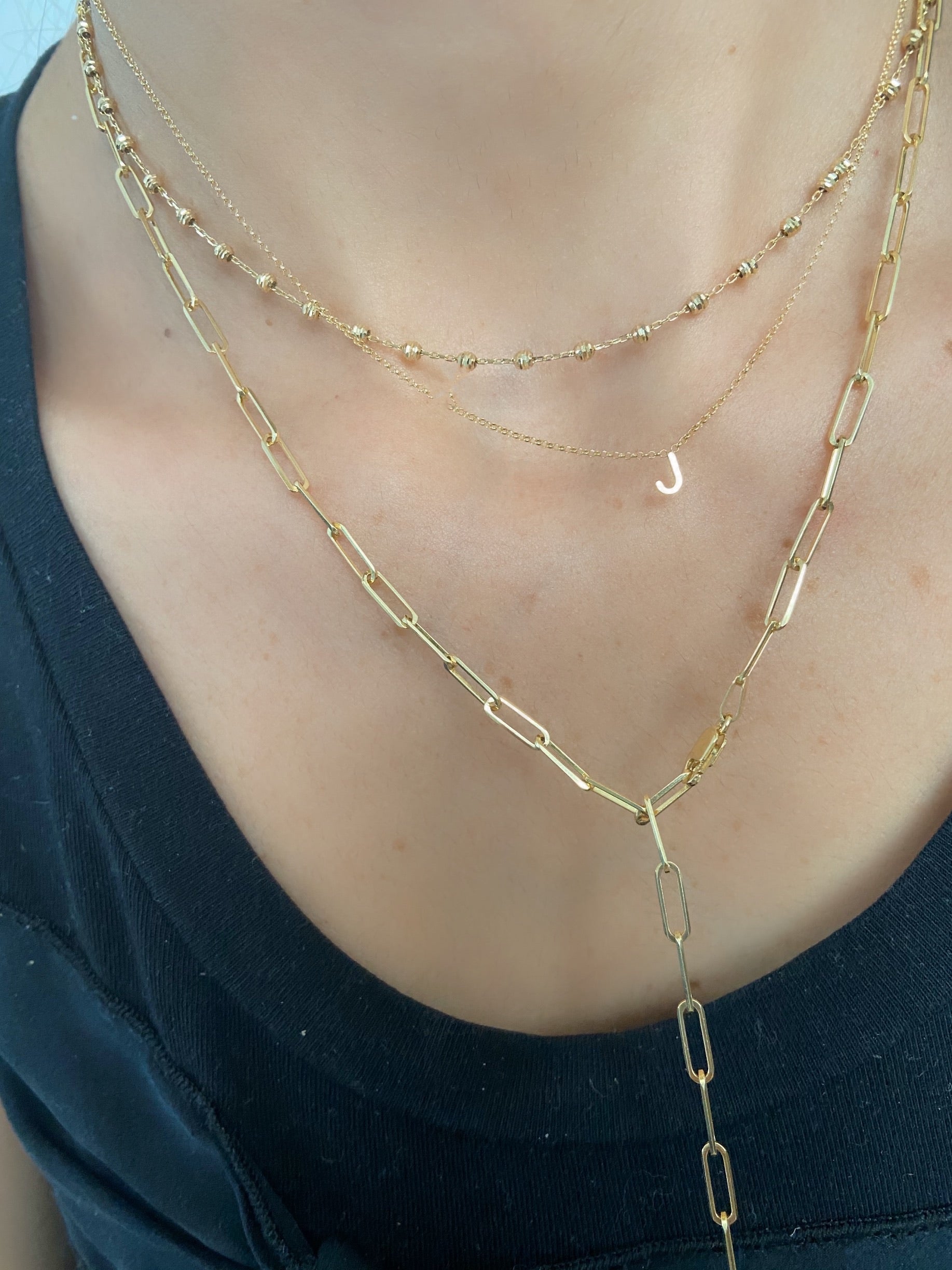 14K Gold Centered Initial Necklace
