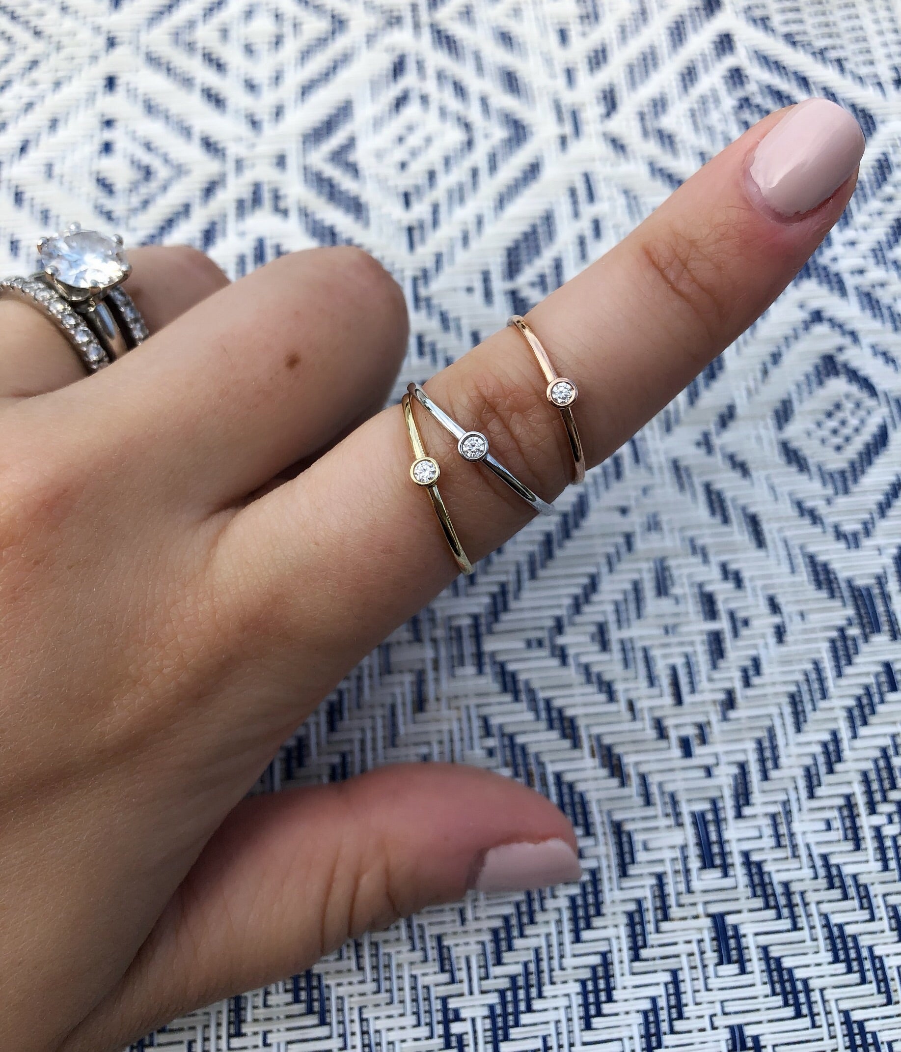 14K Gold Bezel-Set Diamond Ring