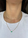 Emerald Cut Birthstone and Curb Chain Necklace