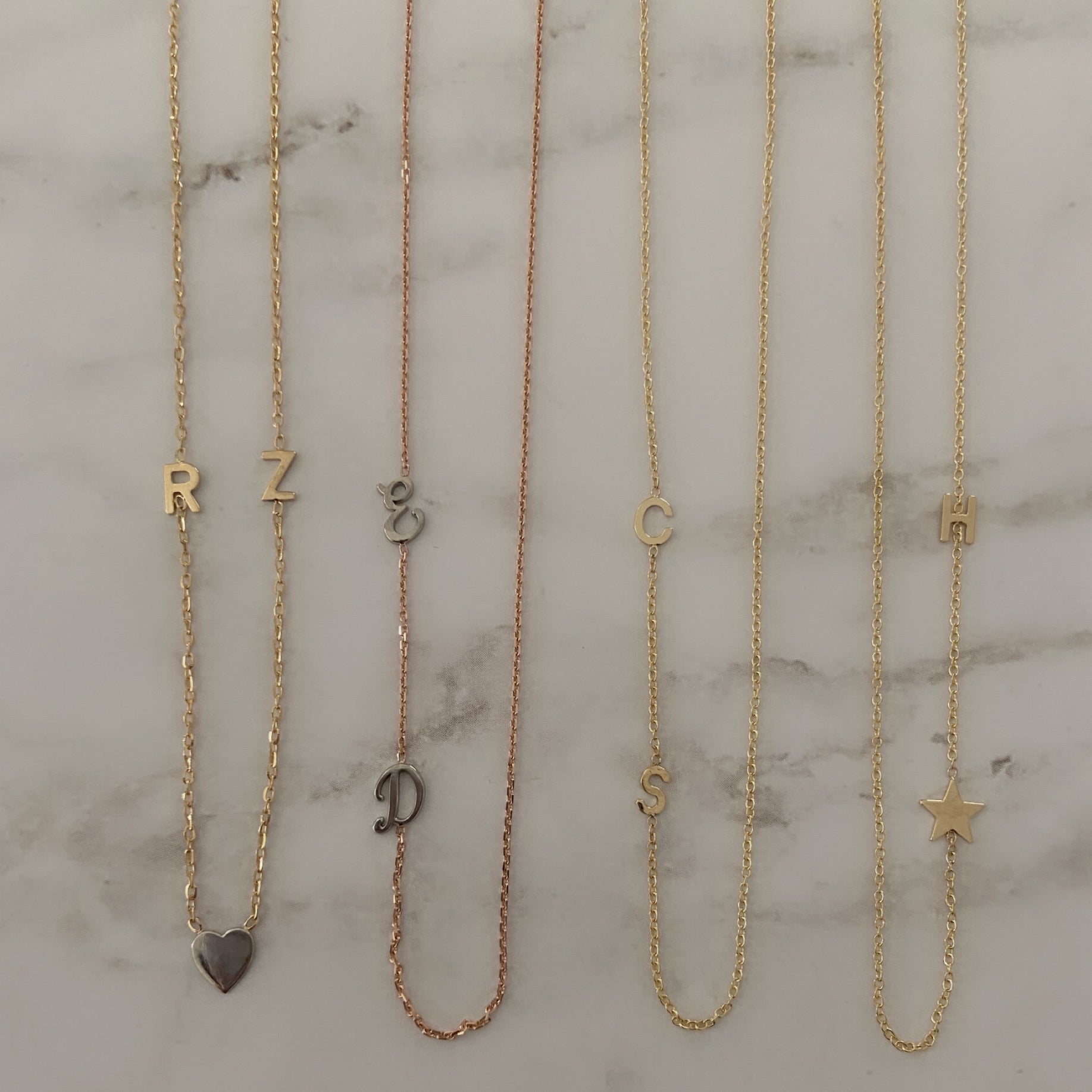 14K Gold Script Initial Necklace