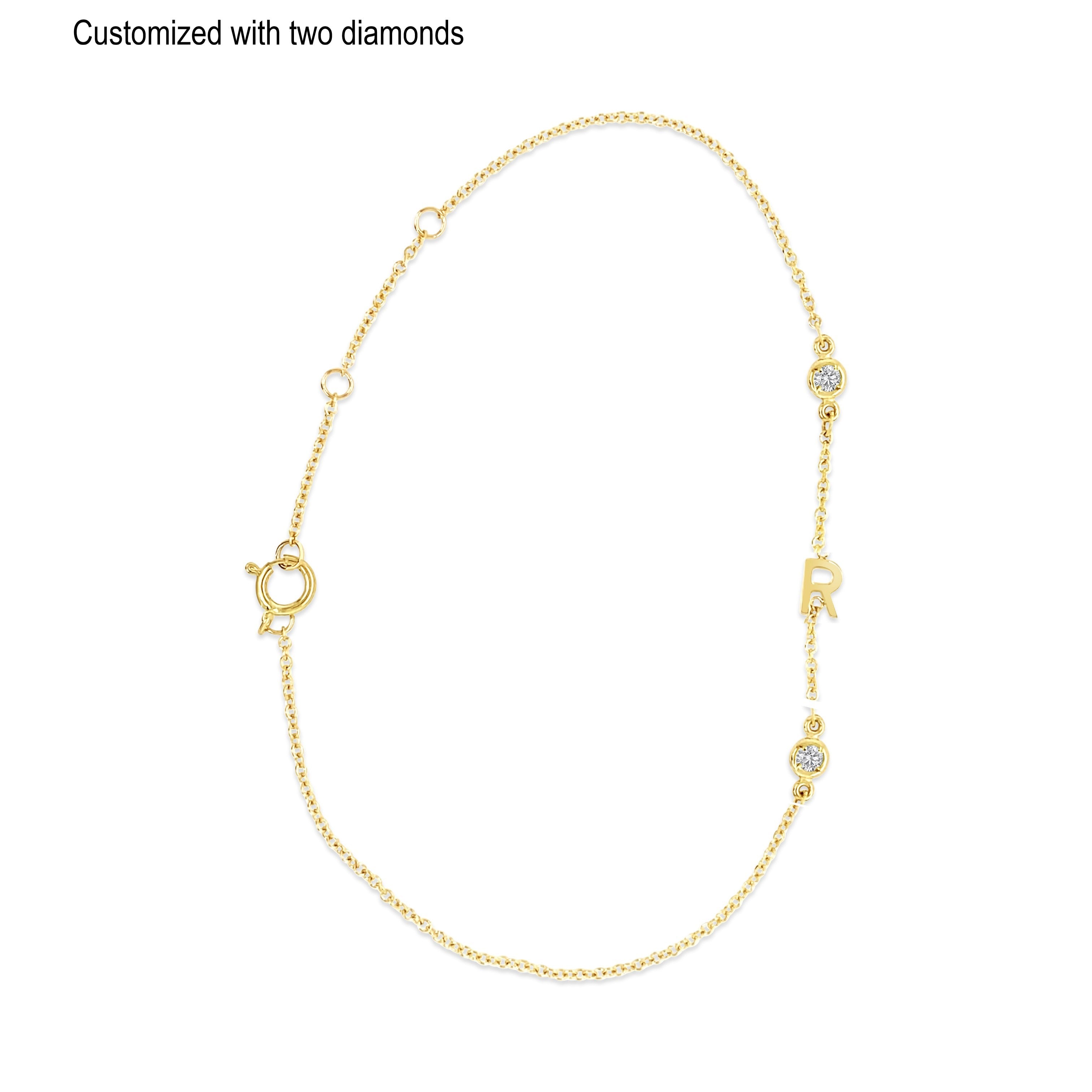 14K Gold Initial and Diamond Bracelet